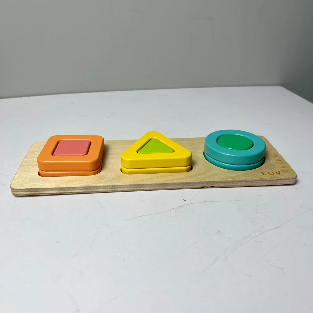 Lovevery Wooden Geometric Stacker Toddler OS Multicolor Montessori Shape Puzzle